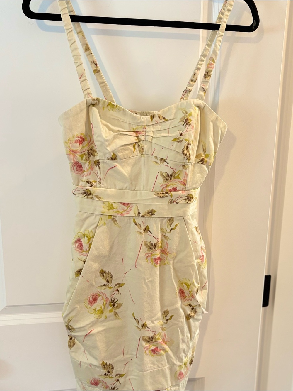 Wilfred Anthropologie cream Floral Mini Dress with Pink Rose Print